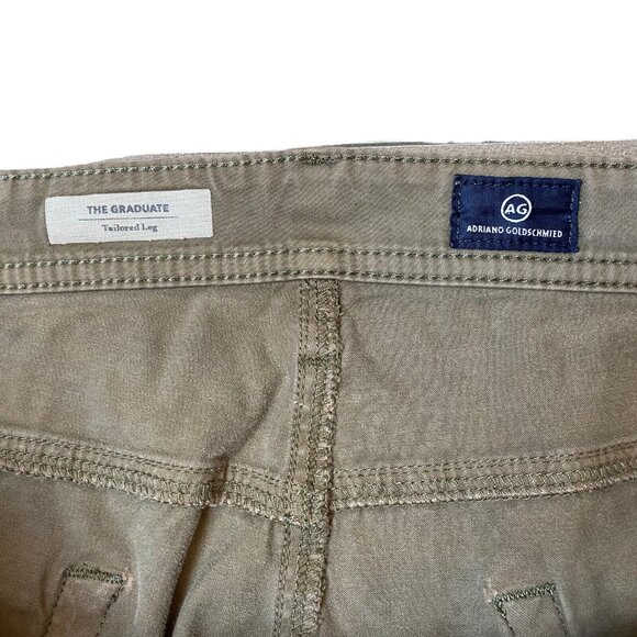 AG Adriano Goldschmied The Graduate Mens 40x28 Tailored Leg Stretch Olive Green - Picture 6 of 8